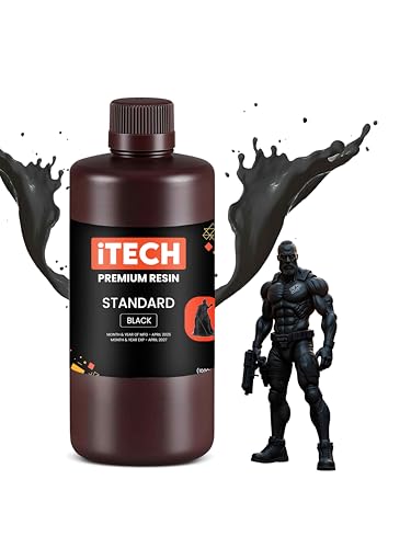 Image of Itech Premium Standard 3D Printer Resin - (Black) 1000g High Precision UV Curing Photopolymer for LCD & DLP Printers Low Odor, Fast Curing, Exceptional Detail.
