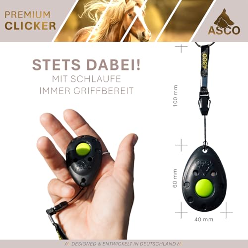 ASCO Premium Clicker für Clickertraining, Hunde Katzen Pferde Profi Clicker, Hundetraining Klicker, schwarz, ASCO-01P