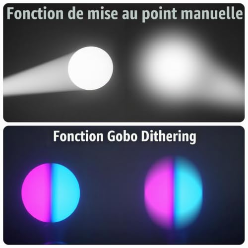 4PCS Lyre LED 60W Lumière de scène 8 Gobos 8 Couleurs DJ Luminaires à tête rotative Beam Moving Head pour Fête, DJ, Bar, Club Noël – vue 3