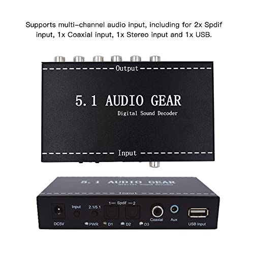 Moniss NK-A6L 5.1 Audio Gear Digital Sound Decoder Audio Converter Substituição de saída de áudio de