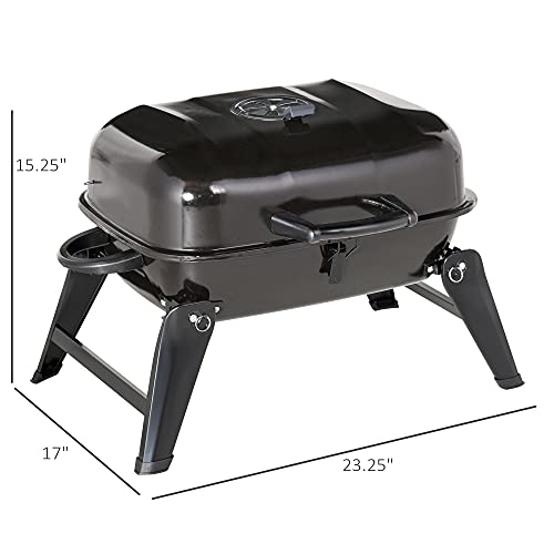 Outsunny 14'' Iron Tabletop Charcoal Grill With Portable Anti-Scalding Handle Design, Folding Legs For Outdoor Bbq For Poolside, Backyard, Garden #TOP2