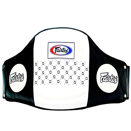 Fairtex Belly Pad BPV1 Pro Leather Trainers Protective Gear Guard Muay Thai Boxing MMA Kickboxing White Black