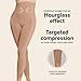 Leonisa Invisible Tummy Control Bodysuit Shapewear Leggings for Women with Leg Compression Shorts,Beige,L-XL
