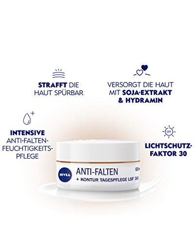 NIVEA Anti-Falten + Kontur Tagespflege LSF 30 65+ (50 ml), Gesichtscreme mit Soja Extrakt und Hydramin… – Ansicht 3