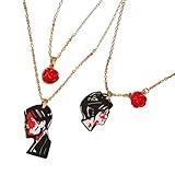 New 2025 Rock Band MCR Three Cheers Couple Necklace Fashion Rose Flower Necklace for Women Men Lover Fashion Accessories Creative Gift