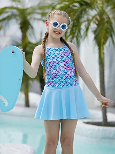 Little Girls Tankini Two Piece Swimsuit Mermaid Halter Adjustable Strap Bathing Suit Hawaii Vacation Swimwear Quick Dry Size 7 8 #TOP1
