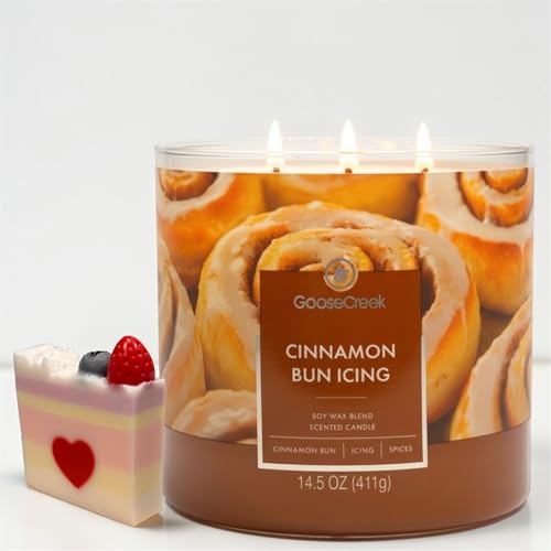 Cinnamon Bun Icing Scented Candle, Soy Wax Blend, 3-Wick, 14.5 oz, Cinnamon Bun, Icing, and Spices