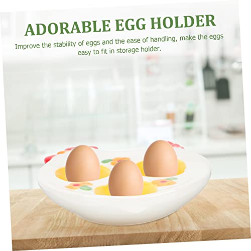 Aboofan 4Pcs Three Compartment Egg Tray Ornament Container Fresh Egg Holder Deviled Egg Holder Deviled Egg Plate Adorable Egg Holder Egg Display Plate Decorative Egg Display Plate Yellow #TOP4