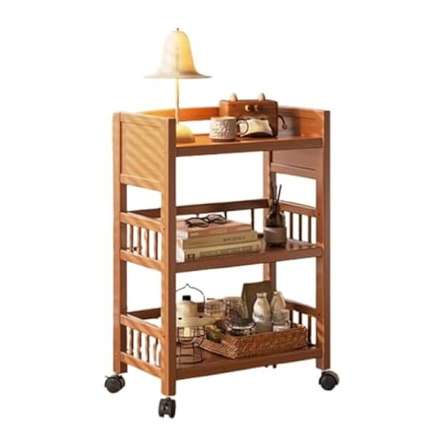 3-Tier Bamboo Storage Cart, Kitchen Cart on Wheels with Storage Shelf Rack,Mobile Coffee Bar Cart with Rolling Wheels,for Kitchens,Living Rooms,Bathroom,Bedrooms,B-50x30x82cm-yW8lRZnH