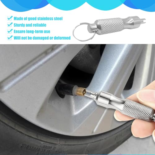Image of Car Tire Valve Core Removal Tool, Tire Valve Stem Tool, Portable Stainless Steel Tire Valve Stem Repair Tool, Rust Proof Auto Tire Valve Stem Installation Removal Wrench for Car Bicycle Truck