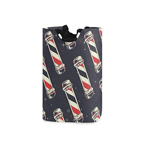 susiyo Vintage Barber Pole Laundry Basket Collapsible Laundry Hamper Foldable Dirty Clothes Bag Large Storage Basket with Handles for Kid Room Toy Bin Bathroom Clothing Organizer