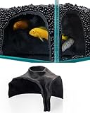 ORBIDYN Aquarium Cave – Rock Texture Fish Shelter with 180° Viewing Angle, Fits Fish Tanks for Pleco, Betta, Loaches, Shrimp & Snails – Aquarium Decor & Tunnel (Black, Small)