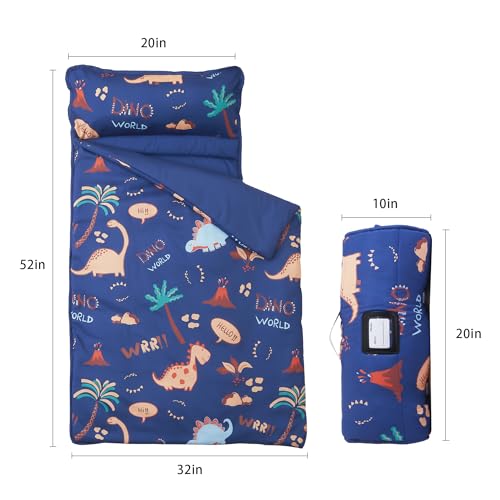 Image of MORAIS Toddler Nap Mat with Pillow and Blanket, 52 inch x 20 inch Lightweight and Soft Nap Mat for Preschool, Daycare, Travel Sleeping Bags