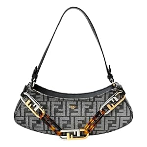 FENDI O’Lock Swing FF Logo Tortora Gray Chenille Shoulder Bag