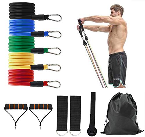 Huishang Resistance Bands Set, Exercise Bands with Handles, Door Anchor and Ankle Straps, Workout Bands for Women Men, Home Workouts