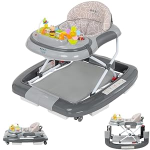 ib style 5in1 Lauflernhilfe, Gehfrei, Schaukelfunktion mit Licht & Melodie, Laufhilfe für Baby ab 6 Monate, Little World, Grau