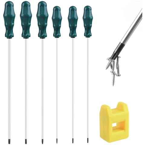 Extra Long Torx Screwdrivers Set, 6-Piece 12in Magnetic Torx Screwdrivers Set, T10 - T30 (T10,T15,T20,T25,T27,T30) Magnetic Torx Driver Star Screwdrivers Set, Long Long star Screwdrivers Set Cover