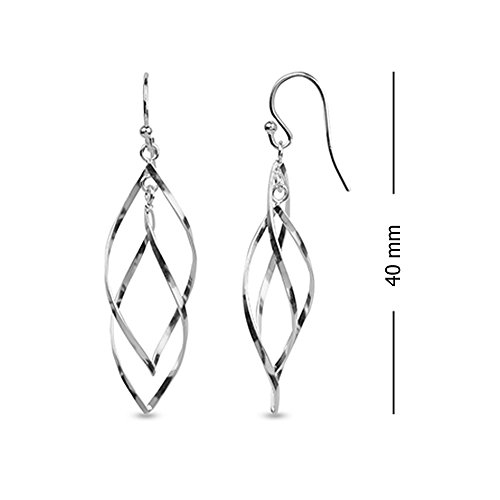 Lecalla Sterling Silver Jewelry Classic Linear Loops Design Twist Wave Drop Dangler Earring For Women #TOP3