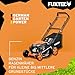 FUXTEC 3in1 Benzin Rasenmäher FX-RM4646ECO mit Frontbumper, leichtgewichtiger Gartenmäher mit Edge-Cut, 46 cm Schnittbreite, starker 4-Takt-Motor, Heckauswurf, Big Wheel Räder, 50L Grasfangkorb