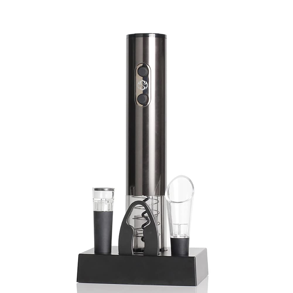 Elektrischer Korkenzieher-Set, elektrischer Flaschenöffner, nachfüllbarer Dekanter aus Edelstahl, Cuttermesser und Nachfüllständer, Geschenkset für Wein, Zuhause, Restaurant, Party und als Geschenk