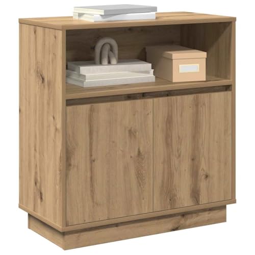 vidaXL Sideboard with LED Artisan oak 71 x 34.5 x 75 cm, Dining Room Storage, Rectangular Sideboard, Ample Space, Built-In Lighting, Modern Design, Versatile Furniture Unit, LED Display