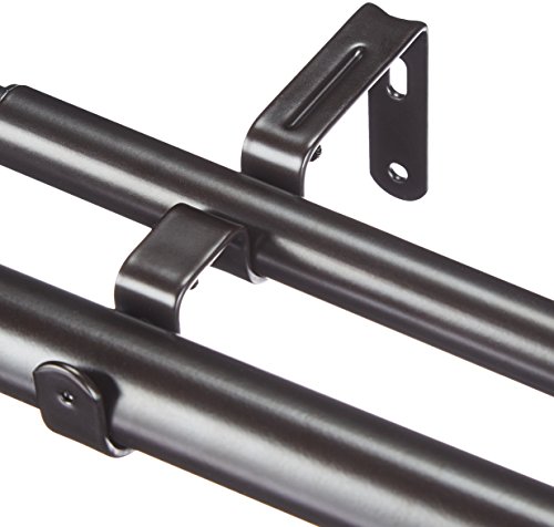 AmazonBasics 1" Double Curtain Rod With Cap Finials - 36" to 72", Dark Bronze - Thumbnail 6