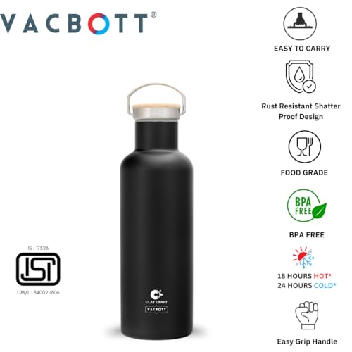 Image of CLAY CRAFT VACBOTT Melissa Clasic Double Walled|18 Hours Hot and 24 Hours Cold Water Bottle Vacuum Insulated Flask Bottle|1 Piece,700 ml Bottle|Travelling|BPA-Free|BIS Certified|1Year Limited Warranty