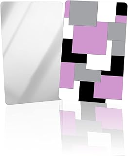 DOME-SPACE 4 Pack Small Unbreakable Shatterproof Stainless Steel Mirror,Multicolor Modern Block Splicing Geometric Fashion Abstract Decor Portable Handheld Vanity Travel Mirror,2 x 3.3 Inches