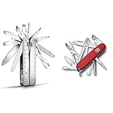 Produkt 1: Multifunktionales Tool mit 26 Funktionen, hergestellt in der Schweiz: Kapselheber, Dosenöffner, Holzmeissel 7 mm, Hartdraht-Schneider, Befestigungsöse, Gr. Klinge, Metallfeile, Metallsäge, Spitzzange