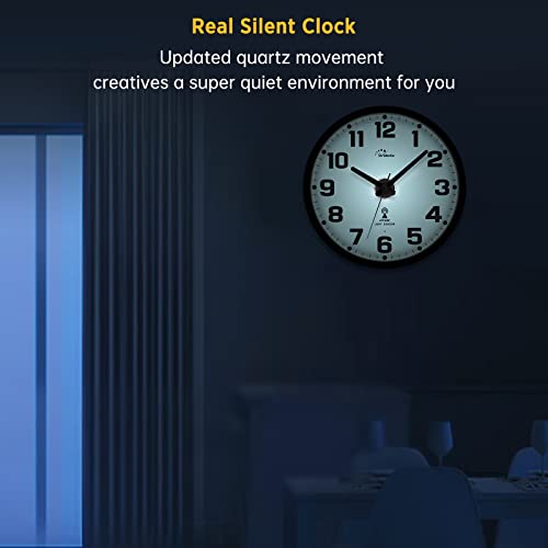 Wallarge Atomic Wall Clock With Light - 12 Inch Silent Wall Clock Battery Operated, Auto Dst #TOP4