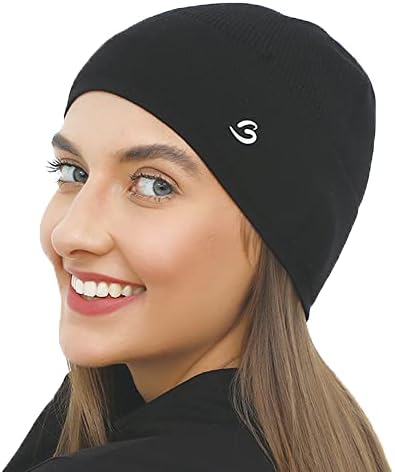 Skull Caps for Women Men Motorcycle, Soft Lightweight Skull Cap Beanie Womens Chemo, Black Beanie Hat for Summer Cycling Running Sports Workout (Black)