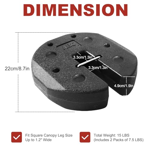 ABCCANOPY Easy Canopy Weights with Lock Design for Wind Resistance, No Sliding, Stably Secure Tents, Canopies, and Umbrellas at Outdoor Events, 2Pack (15LB)