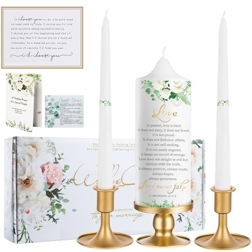 Extrogif Unity Wedding Candles Set with Gold Holders