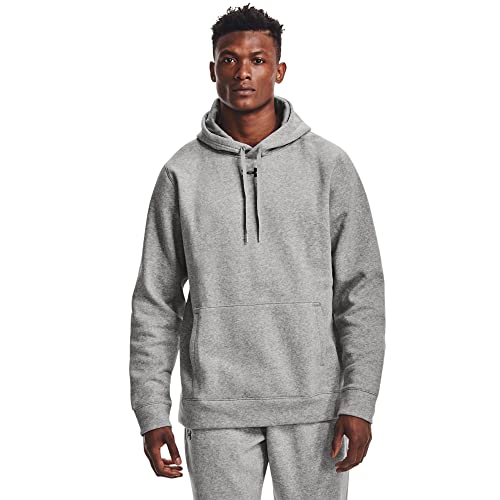 Under Armour Mens Hustle Fleece Hoodie , True Gray Heather (025)/Black , Large #TOP22