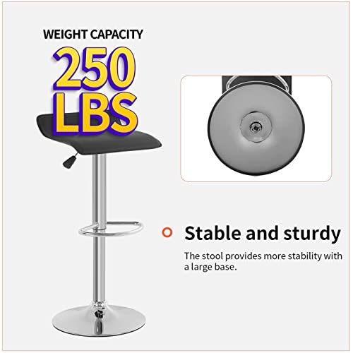 Backless Bar Stools Set Of 2, Contemporary Pu Leather Adjustable Bar Chairs Counter Height Stools With Metal Footrest And Base 360° Swivel Stool Bar Stools For Living Room Pub And Kitchen Barstools #TOP4