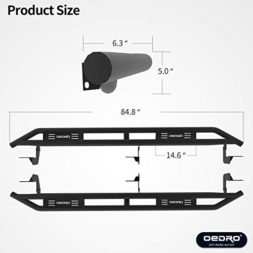 Oedro OEYR0501R018 6 Inch Running Boards Compatible With 2009-2018 Ram 1500 2019-2024 Ram 1500 Classic Quad Cab, Upgraded Side Steps Textured Black Heavy Duty Truck Nerf Bars thumb #7