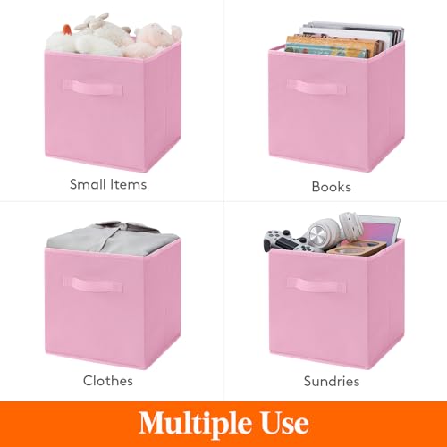 Lifewit Storage Cubes, Foldable Decorative Fabric Storage Baskets for Organizing Home Organizers with Handles for Shelves, Closet, 11 Inch Bins, 18L Pink, 12 Packs by Lifewit - Image 4
