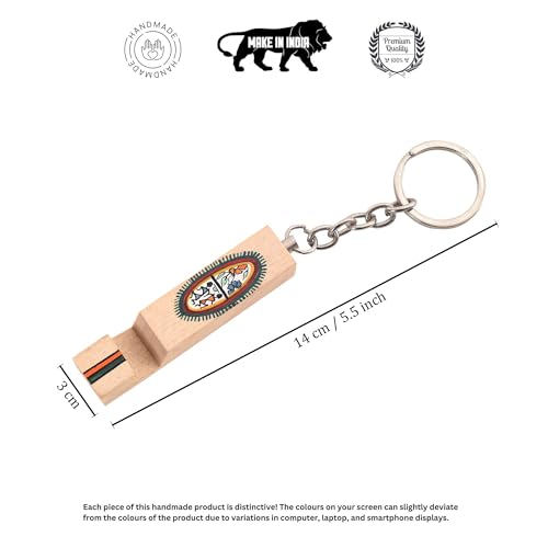 Image of AAKRITI ART CREATIONS Handcrafted Key Ring for Men & Women - Wooden, Leather & Artistic Keychain with Clip or Bottle Opener, Stylish Key Holder Accessory