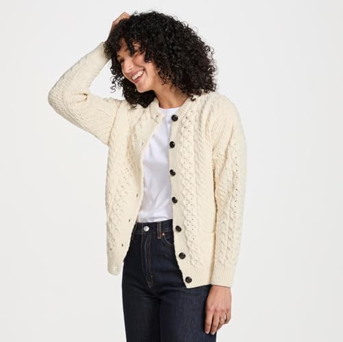 Achill Women's Irish Cable Knit Aran Cardigan, 100% Merino Wool, Made in Ireland3