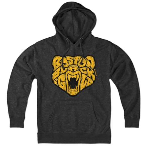 Chowdaheadz Boston Black & Gold Bear Hoodie – Unisex Pullover Sweatshirt Soft Cotton Blend
