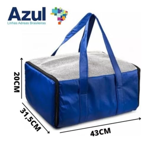 Bolsa Pet Transporte Aéreo Padrão Azul Ventilada Suporta Até 5kg Caixa Transporte De Cães E Gatos Ca