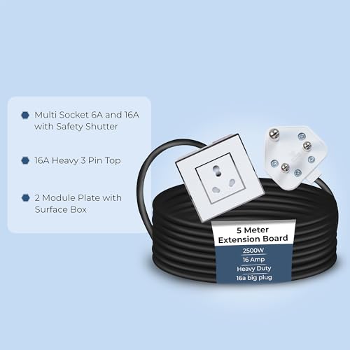 Image of Extension Board Heavy Duty Multi Socket 15A /16A /20A 240Volts (2500 Watts 16A Big Plug, 5 Meter)