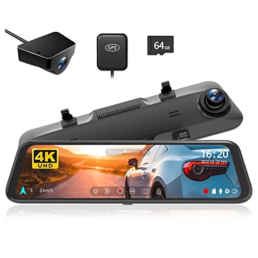 WOLFBOX G850 4K dashcam spiegel12'' Rückspiegelkamera für Auto, Dual Dash cam Auto vorne und hinten, Super Night Vision, Parküberwachung, Rückfahrhilfe, Einschließlich 32 GB TF-Karte & GPS