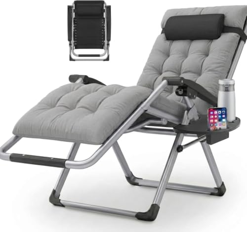 Image of Recliner Chair with Upgraded Adjustable Lock and Removable Cushion with Headrest for Garden Indoor Outdoor