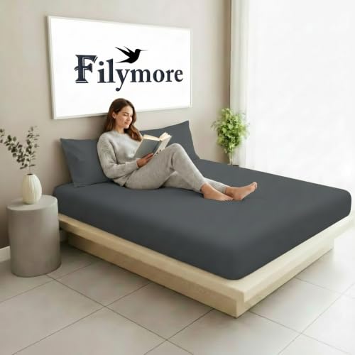 Image of Filymore Double Bedsheet for Double Bed | Grey Solid Bedsheet | 240 TC Soft Microfiber Bed Sheet with 2 Pillow Covers | Breathable, Wrinkle Resistant & Fade Resistant Bedding Set | 90 x 95 Inches