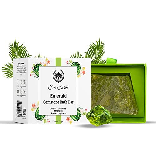 Seer Secrets Emerald Gemstone Bath Bar Soap to Moisturize, Cleanse & Refreshing Skin & Body | No Toxins, Pure Ingredients & Natural Fragrance