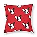 Poszewki na poduszki 1 szt. buldog francuski czerwone dekoracyjne poszewki na poduszki 50 cm x 50 cm miękkie poliestrowe kwadratowe poszewki na poduszki do salonu sofa kanapa łóżko poszewki na poduszki