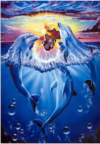 Peinture au diamant 5D dauphin papillon cristal strass complet point de croix 30x40