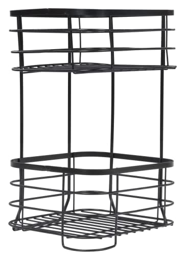 Image of Plantex Heavy Steel Multipurpose Bathroom Corner Shelf /Storage Rack /Organizer For Living Room /Kitchen /Bathroom Accessories - Countertop (Black, Powder Coated)