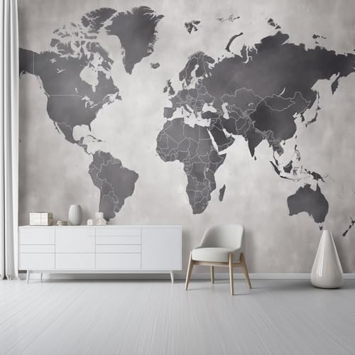 Mural Panorámico Mapa Vintage Gris para Sala de Estar 3